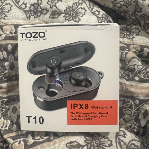 Open Box TOZO T10 Wireless Earbuds with Wireless Charging Case, Waterproof Black - Picture 2 of 5